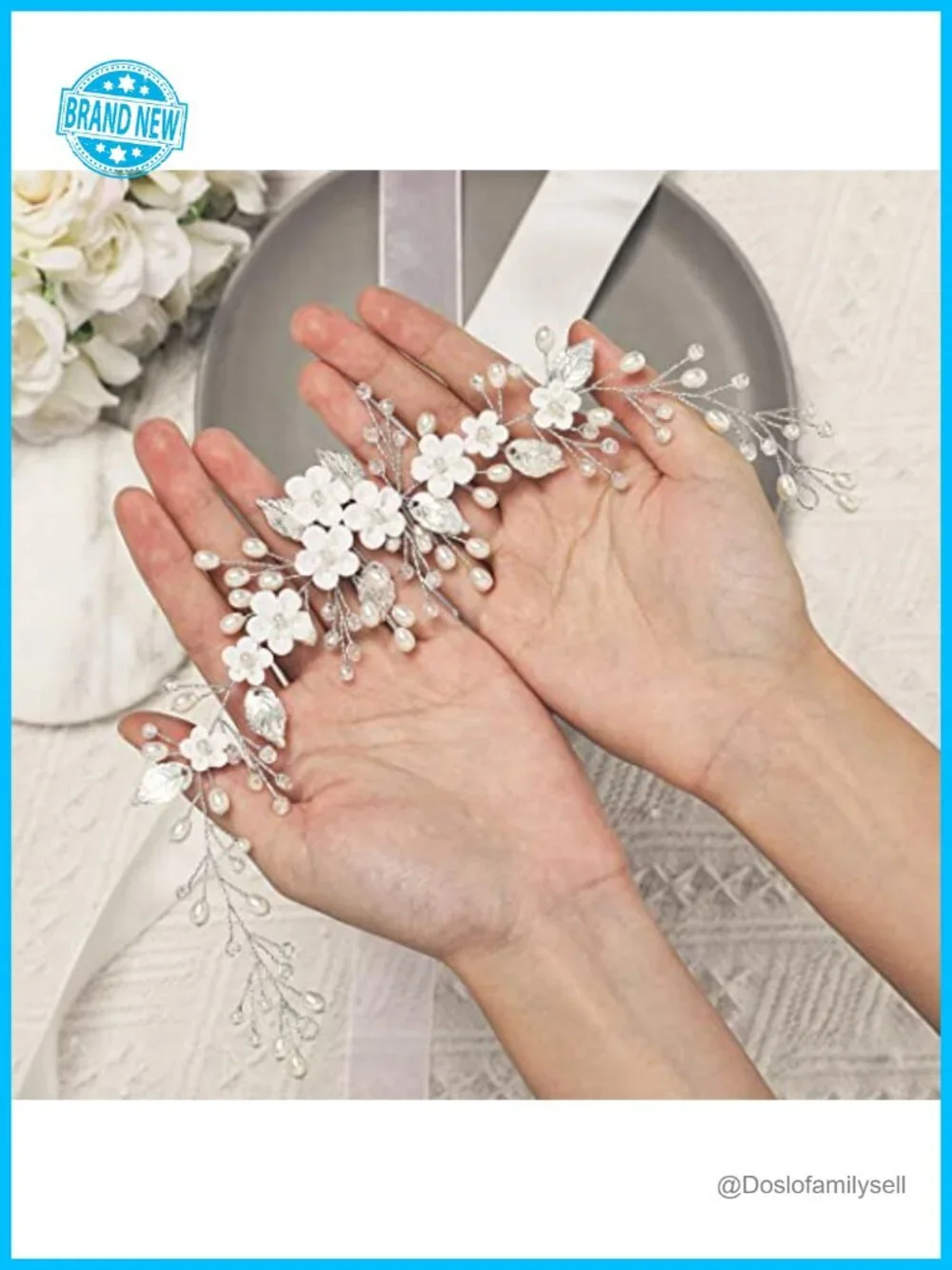Flower Hair Vine Pearl Bridal Headpieces Wedding Hair Pieces Silver Prom Hair